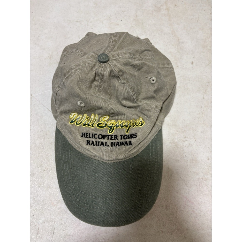 Will Squyres Helicopter Tours Kauai Hawaii Green Tan Cap Hat Strapback W/tankTop